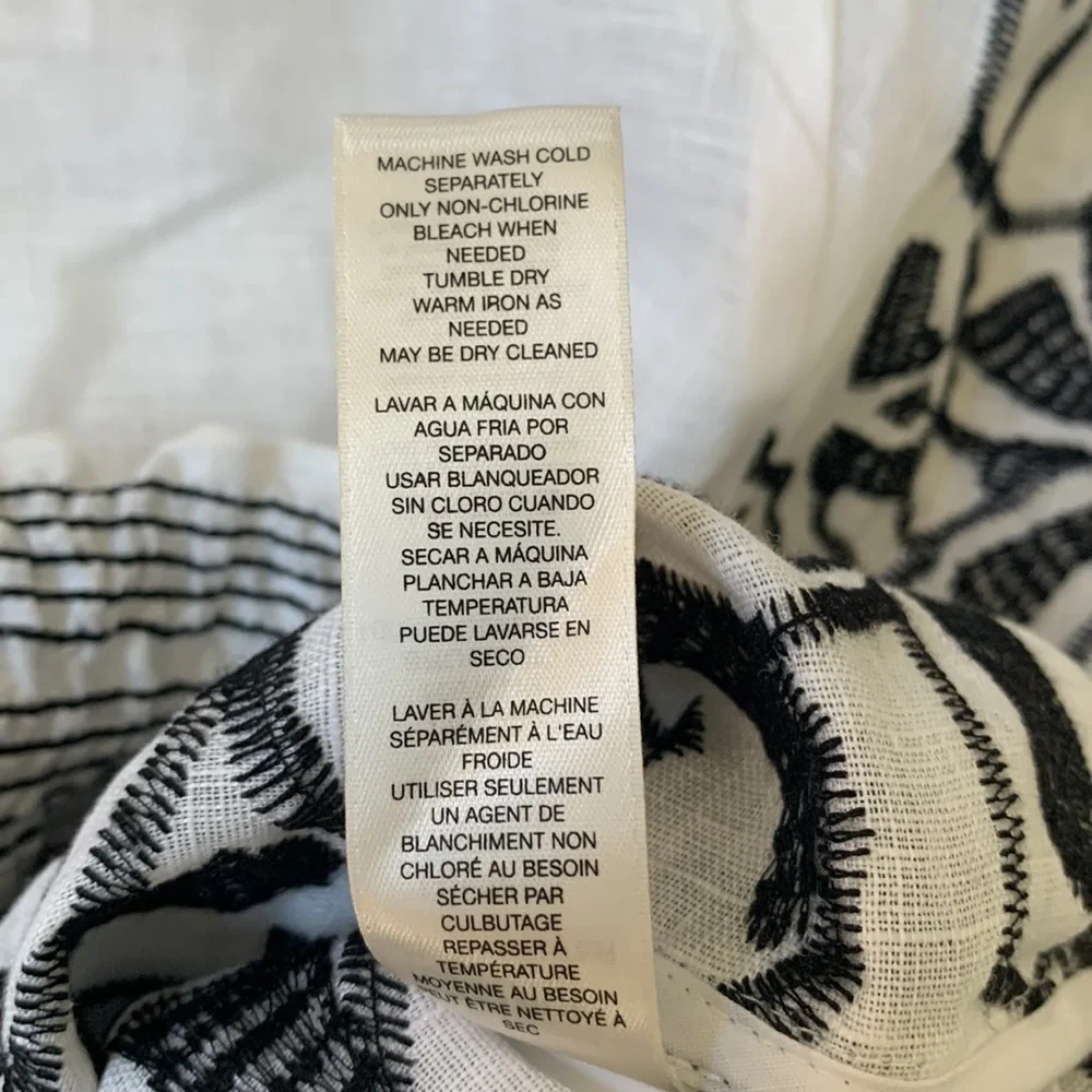 Chicos Black White Linen Embroidered Aztec Bomber Jacket Size 2 or Large - Picture 8 of 8